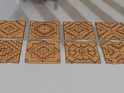 wooden seam quad decor panels Low-poly 3D model
