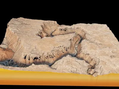 meandering canyon and the Colorado River flows beneath it 3D model