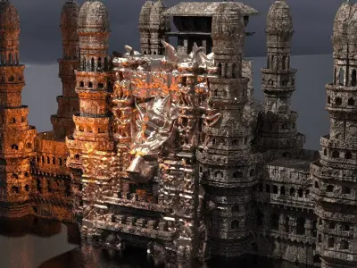Babylonian King Xerxes Desert temple 2 3D model
