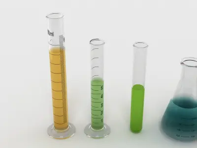 Test Tubes Flasks And Beakers 3D model