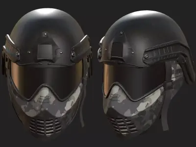 Helmet mask millitary combat soldier armor  Low-poly 3D model
