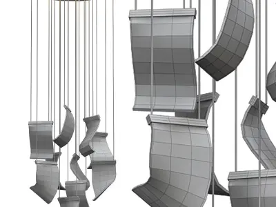 candela chandelier made of glass and metal 3D model