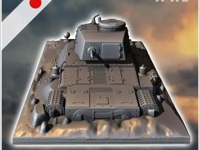Japanese Type 97 Chi-Ha Kai semi-buried tank 5 - World War Two S 3D print model