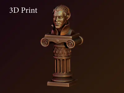 pedestal 1 3d print bust of man with beard Free 3D print model