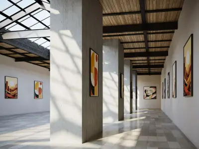 Interior art gallery 05 Low-poly 3D model