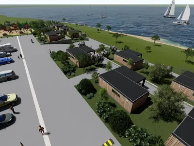 modern mobile home tiny house vacation house on 40m2 3D model