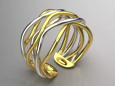 Two-tone wicker womens ring model gr0078 3D print model
