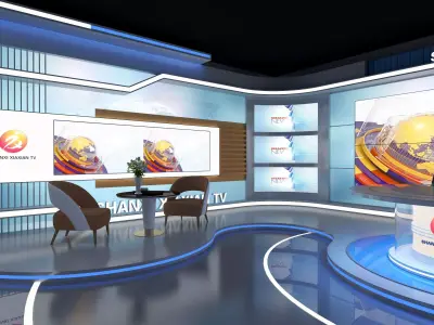 Virtual Broadcast Studio Low-poly 3D model