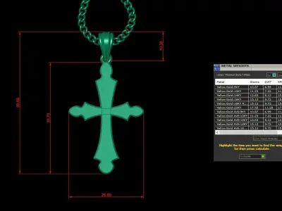 Light Gold 18K Cross Pendant 1CP032 3D print model buy