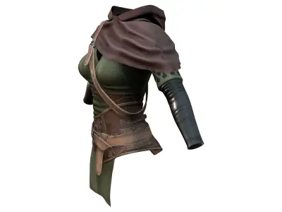 Medieval Archer Green Warrior Top Low-poly 3D model