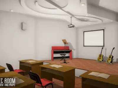 Music room - environment and props Low-poly 3D model