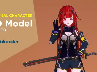 Anime Girl Codename IGNIS Low-poly 3D model