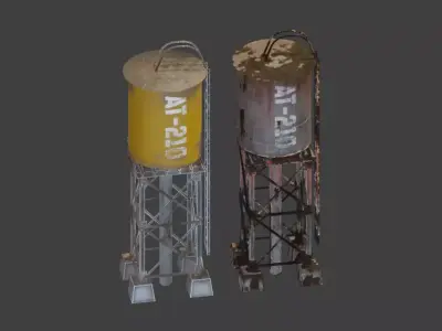 Industrial Water Tank Towers  Game Ready PBR Assets Low-poly 3D model
