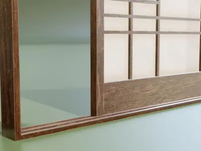 Japanese Shoji with designed lattice Low-poly 3D model