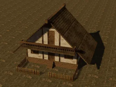 Medieval house six 14 Low-poly 3D model