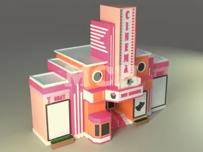 Cinema movie theater Low-poly 3D model