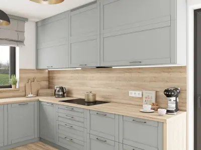 Grey Classic Kitchen  Dust Grey  Full kitchen scene 3D model