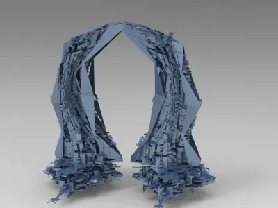 Hydra Dark Stone Sci fi monoliths 3D model