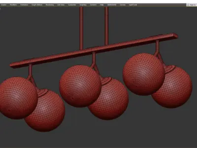 Modern Glam 6 light Orb Seeded Glass Chandelier Low-poly 3D model