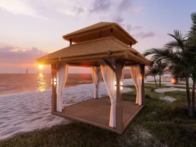 Bali beach bungalow 3D model