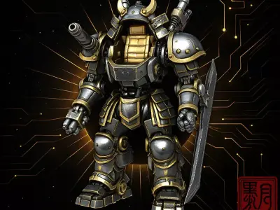 Samurai Mecha Unit Armored Shogun Robot Highpoly Game Sculpt 3D print model