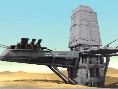 Planet Base Low-poly 3D model