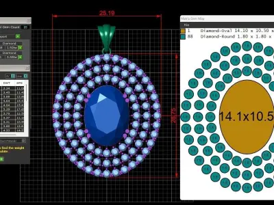  Gold Diamond Women Pendant 3D print Model 3D print model