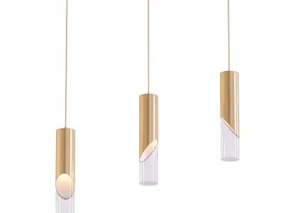 Sonto three pendant lights with gold finish and clear glass c... 3D model
