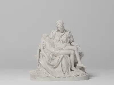 La Pieta Sculpture VR AR Mobile-ready Game-ready Low-poly 3D model