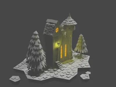 Castle on the island 3D model