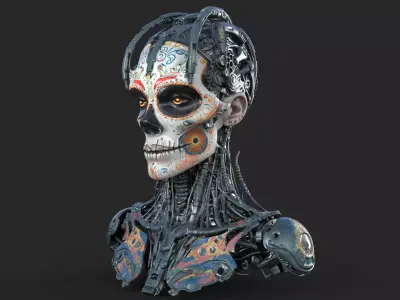 Cybernetic Humanoid Head High Detail 3D model