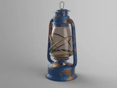Vintage oil lamp Lantern light Low-poly 3D model Low-poly 3D model