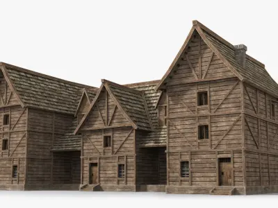 Medieval house x26 Low-poly 3D model