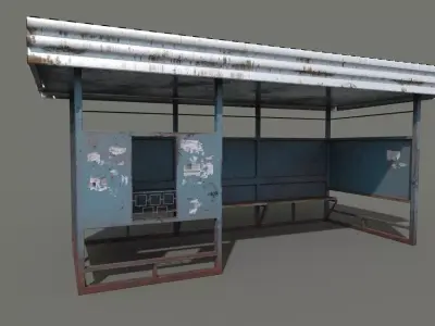 Abandoned Bus Stop Low-poly 3D model