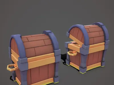 Stylized chest Low-poly 3D model buy