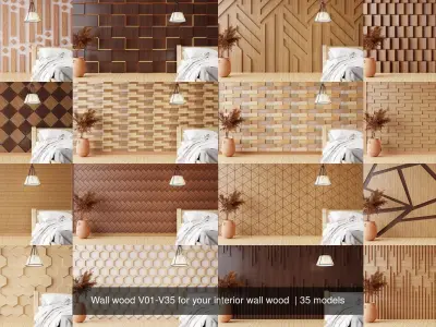 Wall wood V01-V35 for your interior wall wood  3D Model Pack
