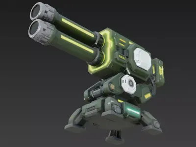 Green Cyber Turret 3D model
