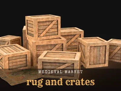 Medieval Market- Rug and Crates Free 3D model