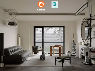 Living Room Interior Scene for 3DMAX and Corona Renderer  3D model