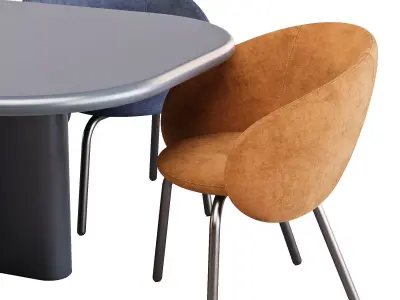 MiniForms BonBon Table and Nebula Chairs - Dining Set 01 3D model
