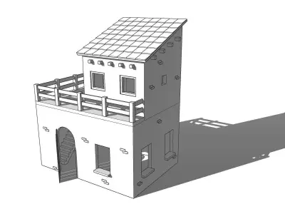  Low polygon village house Casa de pueblo bajo poligonaje Low-poly 3D model