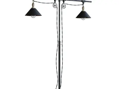 Double Industrial Style Floor Lamp 3D model