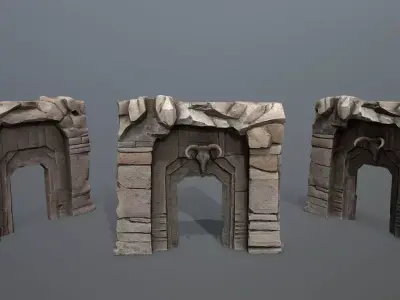 old gate Low-poly 3D model 3