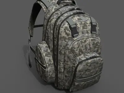 Backpack Camping Generic military camo human  Low-poly 3D model
