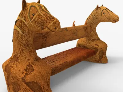 Horse headed style bench design Low-poly 3D model