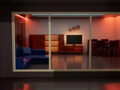 Hall interior with lighting 3D model