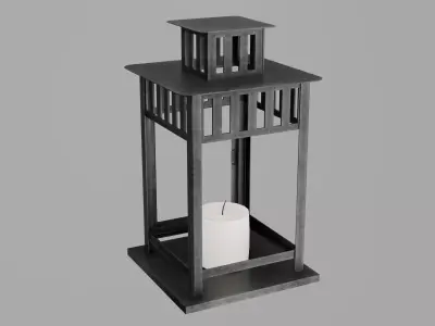 Square Metal Candle Holder Lantern Low-poly 3D model