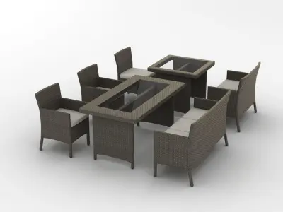 Rattan Garden Furniture Set 002 3D model