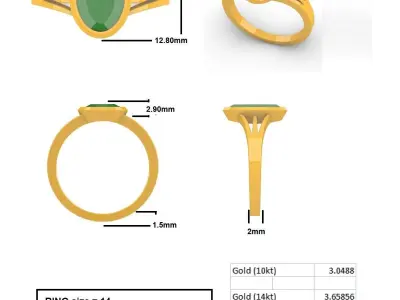 Oval Single Stone Ring 3D print model