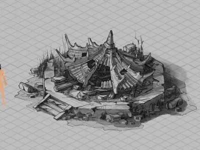 Game Black River - Building - Ruin 01 3D model